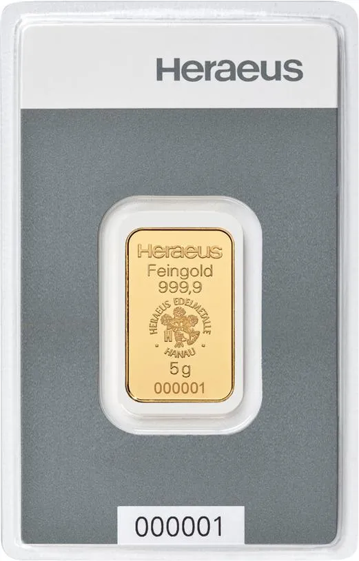 5 g Feingoldbarren | Heraeus